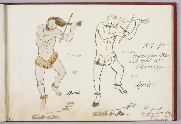 Master: Albert Edward's Teaching Sketch Book (Later Edward VII) 1853-54
Item: Demon or Spirit, Fiddle de Dee Master: Albert Edward's Teaching Sketch Book (Later Edward VII) 1853-54
Item: Demon or Spirit, Fiddle de Dee