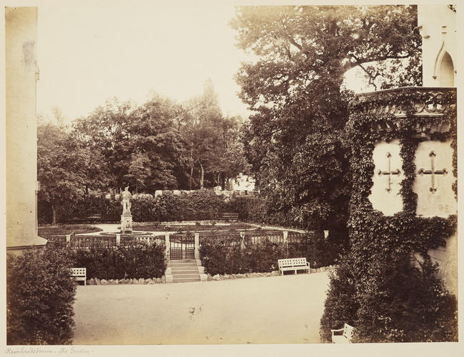 'Reinhardsbrunn. Aussicht auf den Klostergarten'; Cloister garden at Schloss Reinhardsbrunn