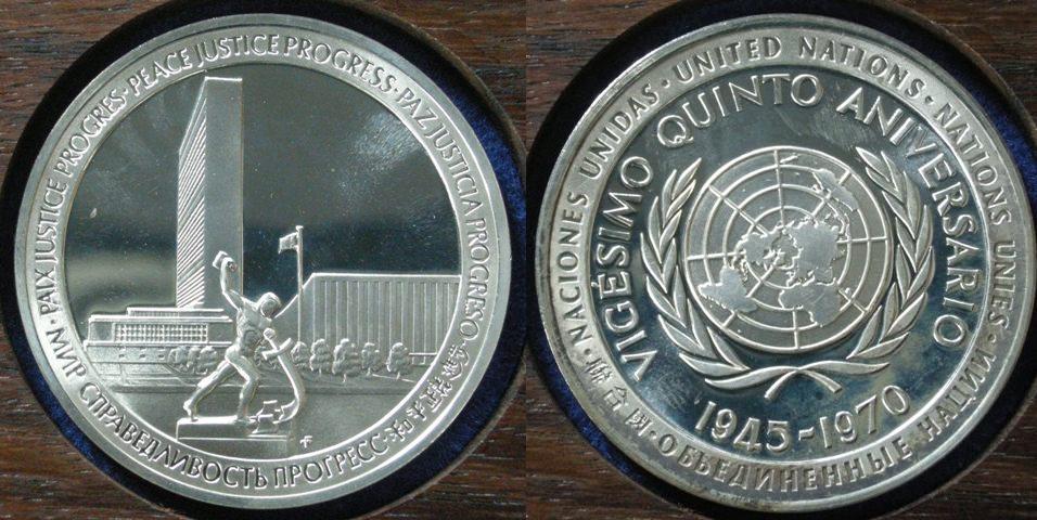 U. S. A. Medal commemorating the 25th Anniversary of the United Nations, 1970 U. S. A. Medal commemorating the 25th Anniversary of the United Nations, 1970