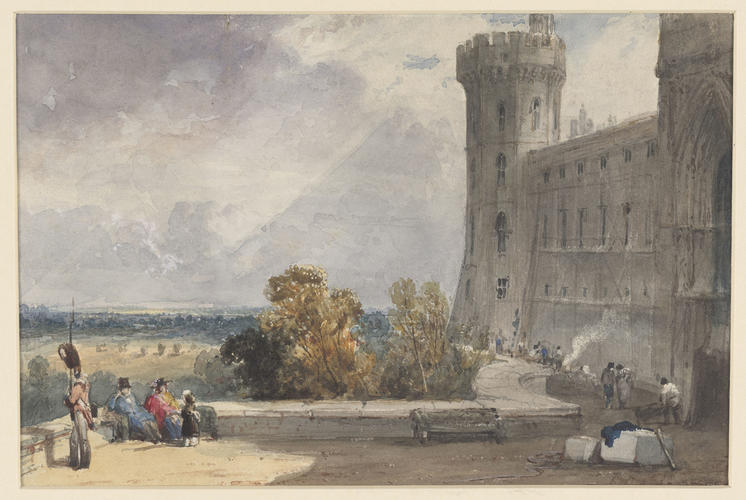 Windsor Castle: North Terrace, with workmen repairing the building
