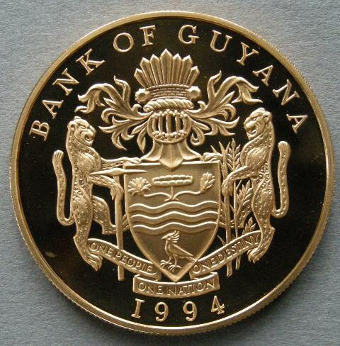 Guyana. Proof gold 500 Dollars, 1994, commemorating the Royal Visit, February 1994