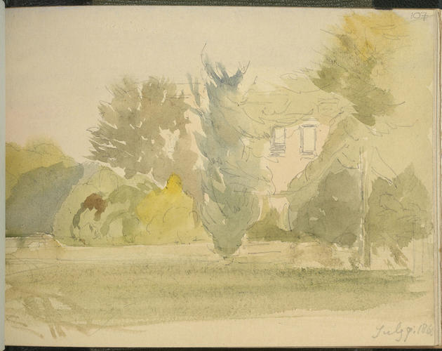 Master: SKETCHES FROM NATURE V. R. 1855 TO 1860
Item: Building and trees at Osborne