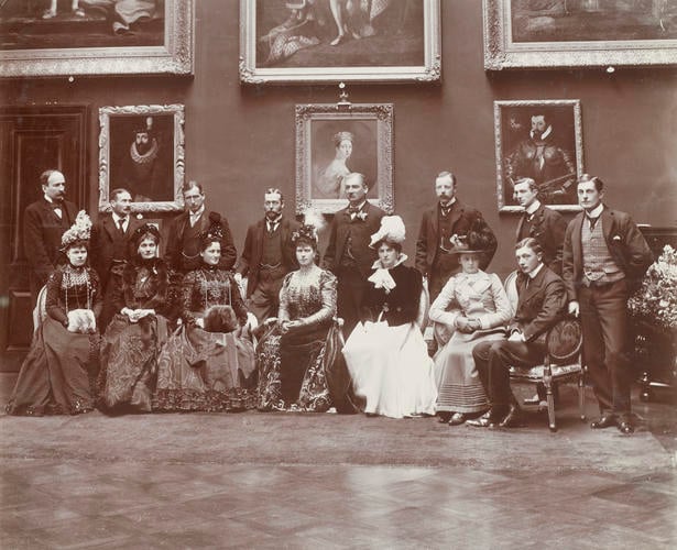 Group photograph with the Duke and Duchess of York at Kilkenny, April 1899