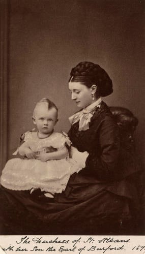 The Duchess of St Albans with her son the Earl of Burford. [Photographs, English Portraits. Volume 70. ]