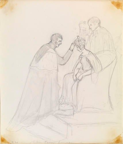 Master: THE QUEEN. RECOLLECTIONS OF THE CORONATION
Item: Ld Melbourne doing homage Master: THE QUEEN. RECOLLECTIONS OF THE CORONATION
Item: Ld Melbourne doing homage