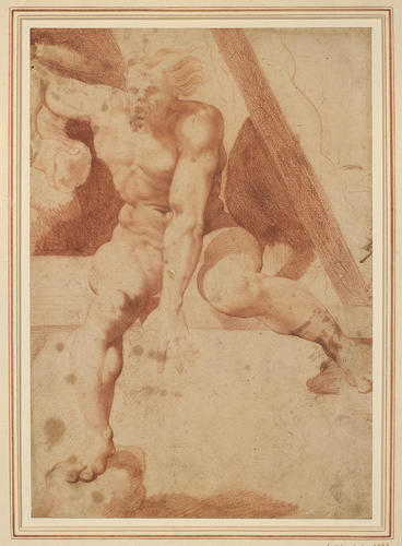 Polyphemus, blinded, about to hurl a rock Polyphemus, blinded, about to hurl a rock