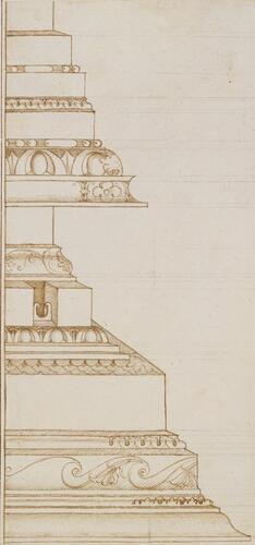 Spolia cornice inside attic of Arch of Constantine; architrave from entablature block of Basilica of Constantine, Rome