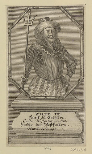 Master: [Engravings of legendary rulers of Saxony]
Item: WILKE III. Furst zu Sachsen