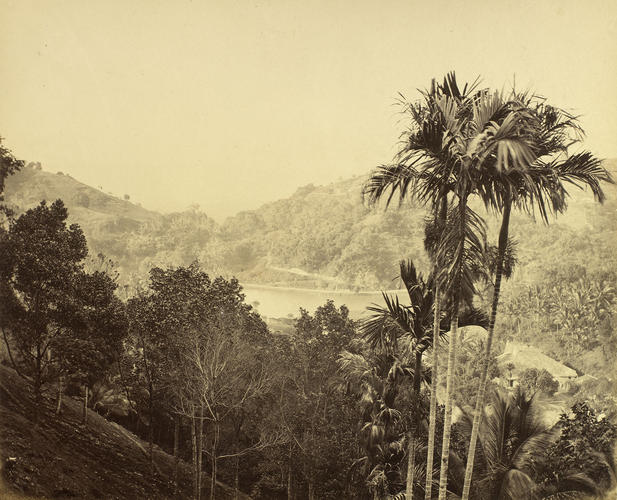 Ceylon. Looking across East end of Lake, Kandy : Prince of Wales Tour of India 1875-6 Ceylon. Looking across East end of Lake, Kandy : Prince of Wales Tour of India 1875-6