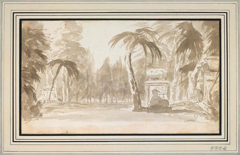 An exotic garden with tombs
