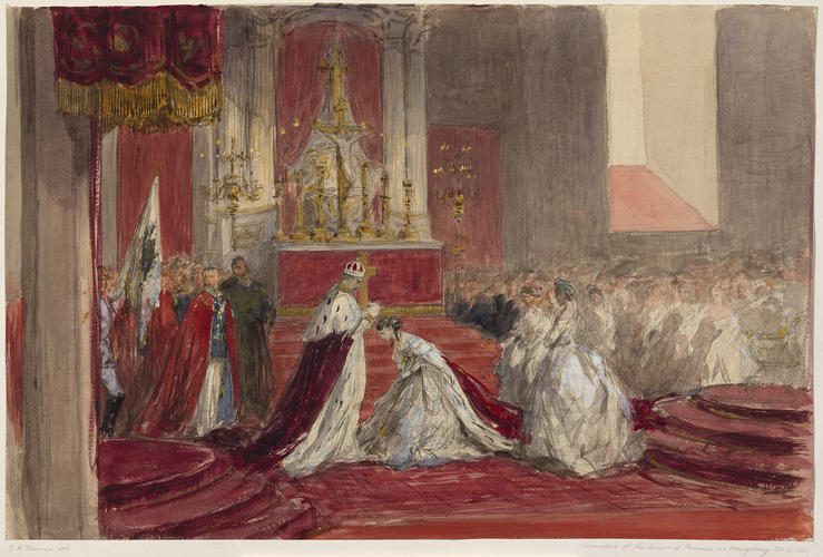 Studies for 'The Coronation of the The King of Prussia', 18 October 1861: The crowning of the Queen of Prussia