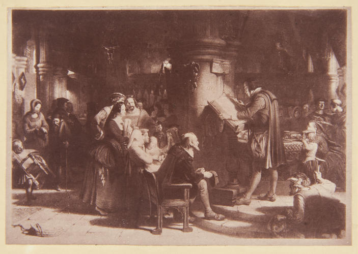'From the line engraving after Wilkie's picture of the Reading of the Bible at the Reformation'