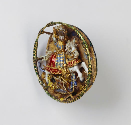 Hat badge with St George and the dragon