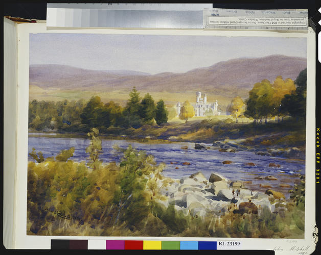 Balmoral Castle from the north-west across the River Dee