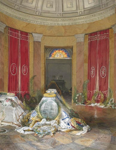 The coffins of the Grand Duchess of Hesse and her two children The coffins of the Grand Duchess of Hesse and her two children