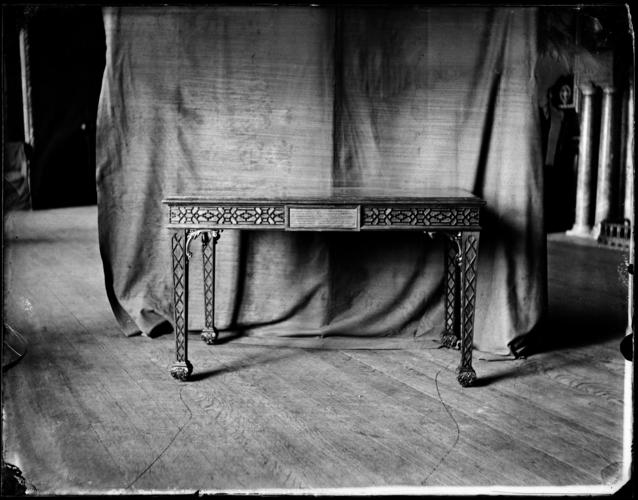 Glass plate negative of a desk Glass plate negative of a desk
