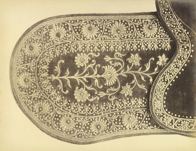 Embroidered Velvet Object, possibly a detail of a Saddle: Prince of Wales Tour of India 1875-6 (vol. 5) Embroidered Velvet Object, possibly a detail of a Saddle: Prince of Wales Tour of India 1875-6 (vol. 5)