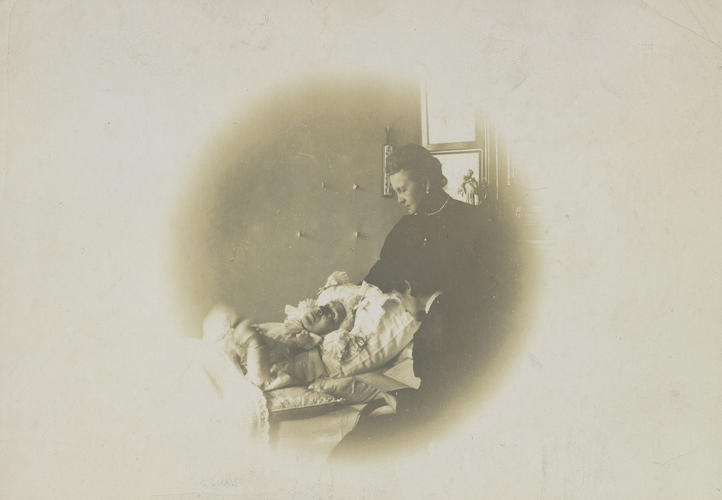 Queen Olga of the Hellenes at the bedside of her mother Grand Duchess Alexandra Iosifovna Queen Olga of the Hellenes at the bedside of her mother Grand Duchess Alexandra Iosifovna