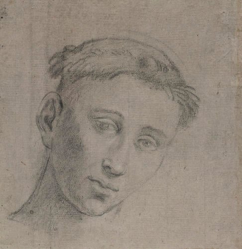 Recto: A female head in profile. Verso: A tonsured male head Recto: A female head in profile. Verso: A tonsured male head