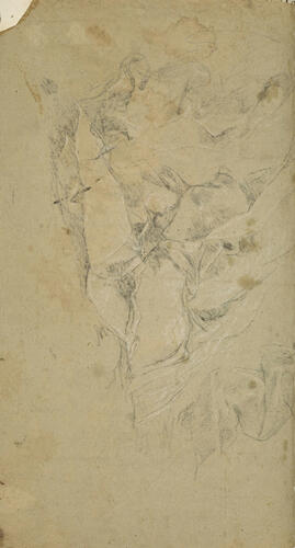 Recto: A study of a woman standing with an arm outstretched. Verso: A drapery study Recto: A study of a woman standing with an arm outstretched. Verso: A drapery study