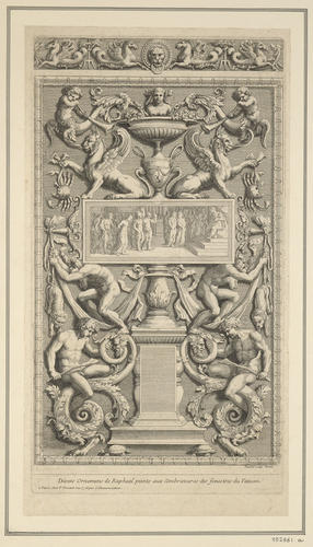 Master: Set of five prints supposedly after frescoes in the window embrasures of Raphael's Stanze
Item: A decorative panel with narrative scene at centre