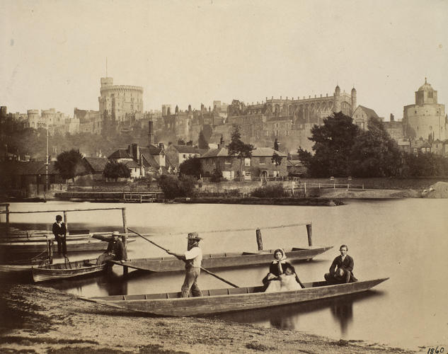 Photograph of punters on the River Thames with Windsor Castle in the background