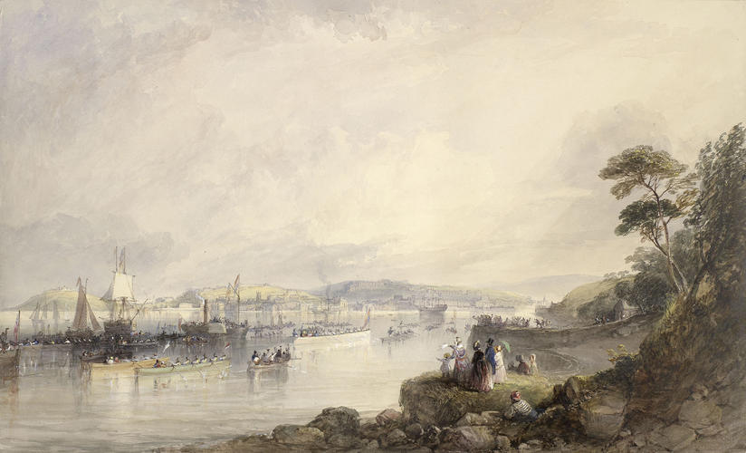Falmouth Harbour, with distant view of Truro