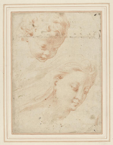 The heads of a woman and a child