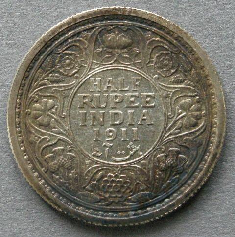 India. 	George V, proof half Rupee, 1911