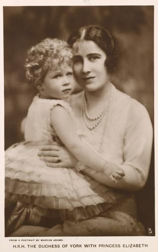 Tuck postcard of the Duchess of York and Princess Elizabeth, 1928
