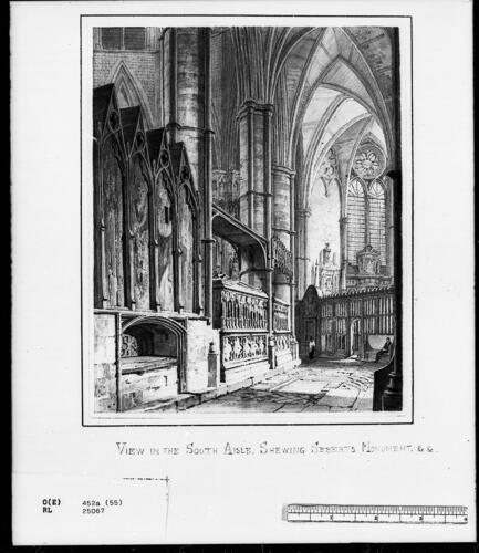 Westminster Abbey: View in the South Aisle, showing Seberts Monument