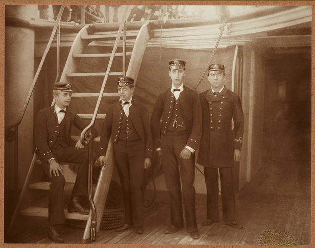 Prince Albert Victor and Prince George on board HMS Bacchante