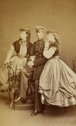 Grand Duchess Alexandra Iosifovna, Grand Duke Nicholas Constantinovich and Queen Olga of the Hellenes, when Grand Duchess Olga Constantinovna Grand Duchess Alexandra Iosifovna, Grand Duke Nicholas Constantinovich and Queen Olga of the Hellenes, when Grand Duchess Olga Constantinovna