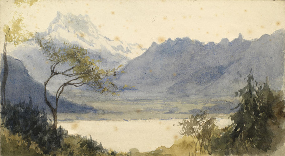 A view of a lake and mountains