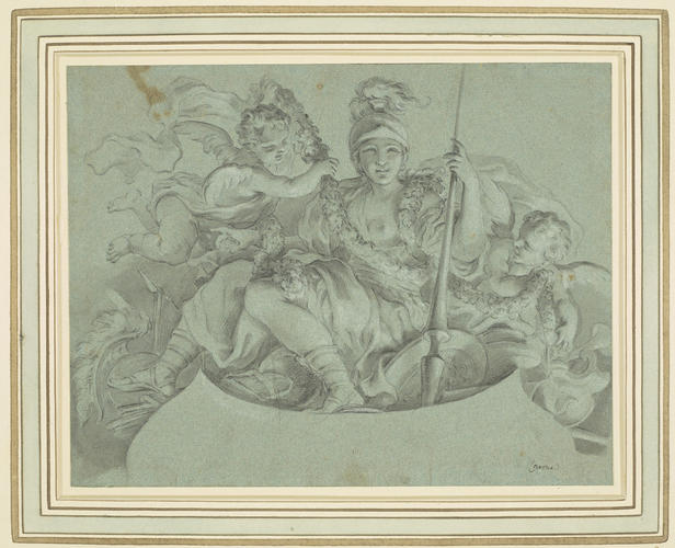 Minerva garlanded by Putti Minerva garlanded by Putti