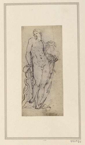 Apollo holding a lyre, standing in a niche