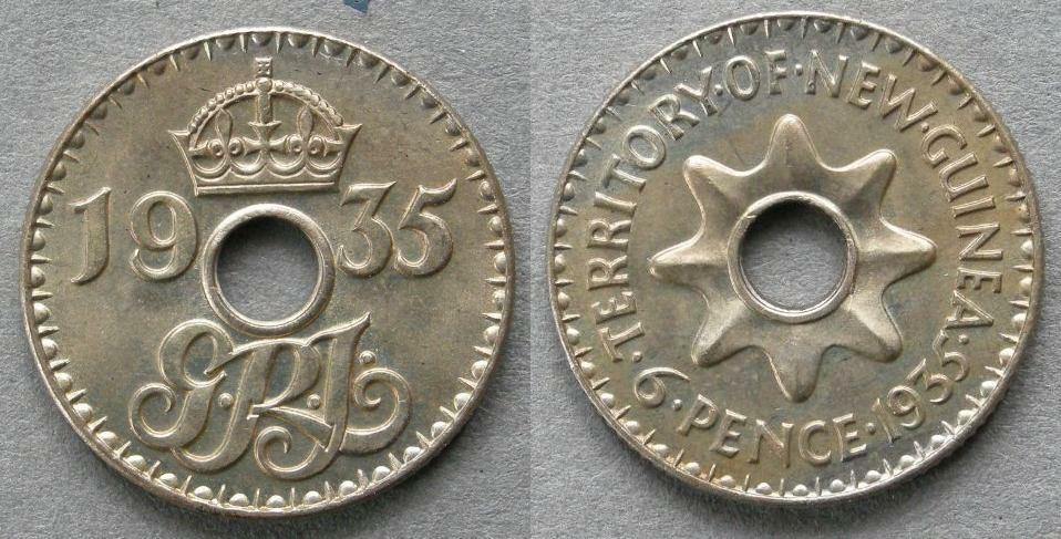 New Guinea. Sixpence, 1935