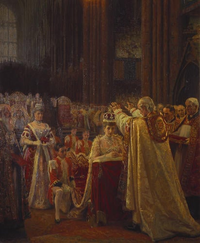The Coronation of King Edward VII (1841-1910); the Crowning of Queen Alexandra (1844-1925)