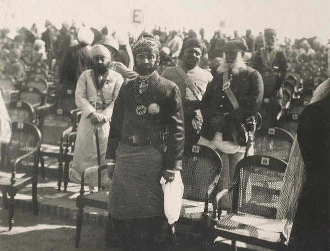 Sir Raghubir Singh, the Maharao Raja of Bundi in Rajputana at the laying of the foundation stone for the All India Parliament