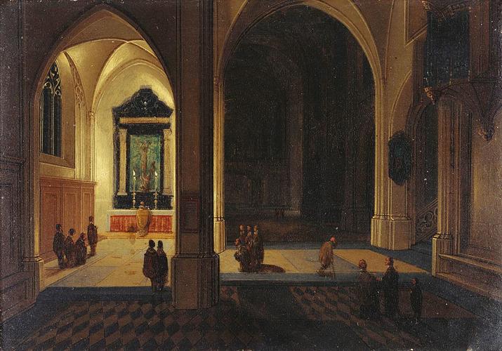 Interior of a Cathedral by Night