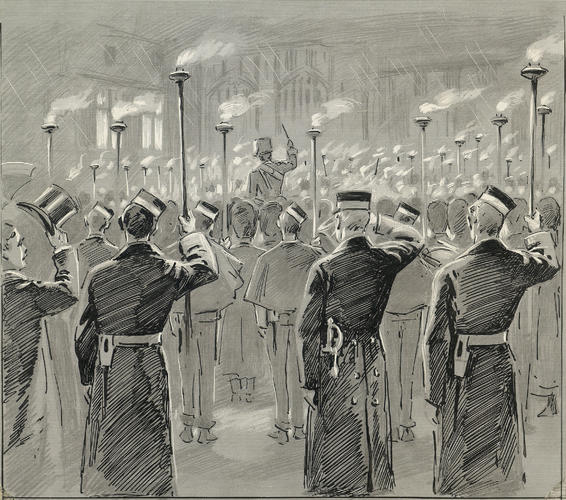The Diamond Jubilee: the torchlight tattoo in the Quadrangle of Windsor Castle, 19 June 1897 The Diamond Jubilee: the torchlight tattoo in the Quadrangle of Windsor Castle, 19 June 1897