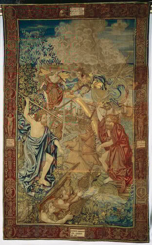 Master: Dido and Aeneas
Item: Neptune calming the storm which scattered Aeneas's ships at the bidding of Juno Master: Dido and Aeneas
Item: Neptune calming the storm which scattered Aeneas's ships at the bidding of Juno