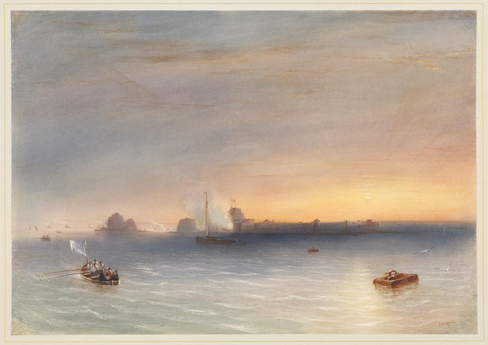 Arrival of the Royal Squadron off Jersey at sunset on 2 September 1846