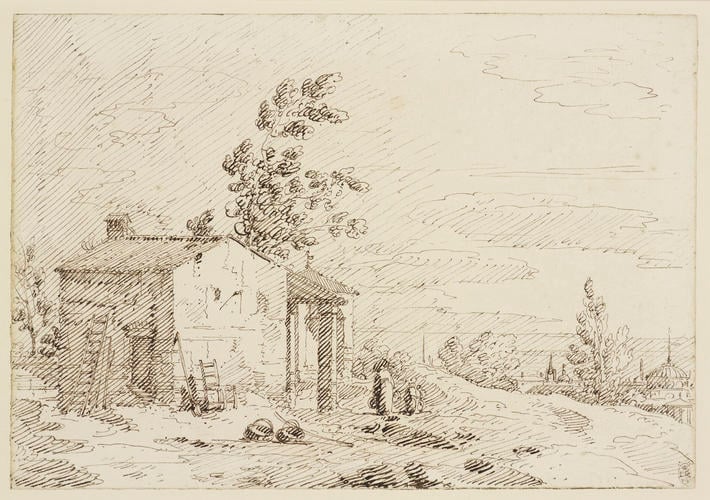 A capriccio of a rustic landscape