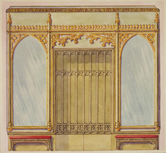 Design for north end of Grand Corridor, Windsor Castle, c. 1827