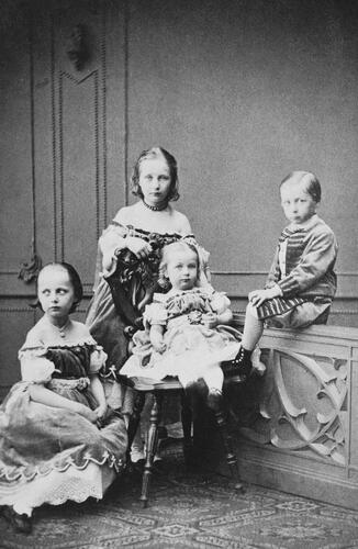 Princesses Auguste Viktoria, Karoline Mathilde, and Louisa Sophie, and Prince Ernst Günther, children of Duke Frederick of Schleswig-Holstein Princesses Auguste Viktoria, Karoline Mathilde, and Louisa Sophie, and Prince Ernst Günther, children of Duke Frederick of Schleswig-Holstein