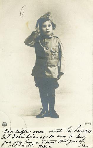 Postcard of a young boy in uniform