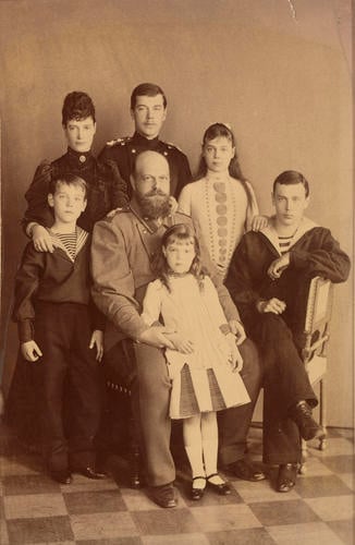 Alexander III, Emperor of Russia and Maria Feodorovna, Empress of Russia with their children