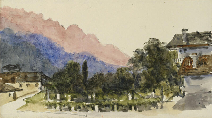 A villa in a mountain landscape