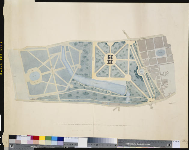 Plan of Hyde Park, Kensington Gardens, etc. Forming a design for converting it into a situation for a Royal Palace